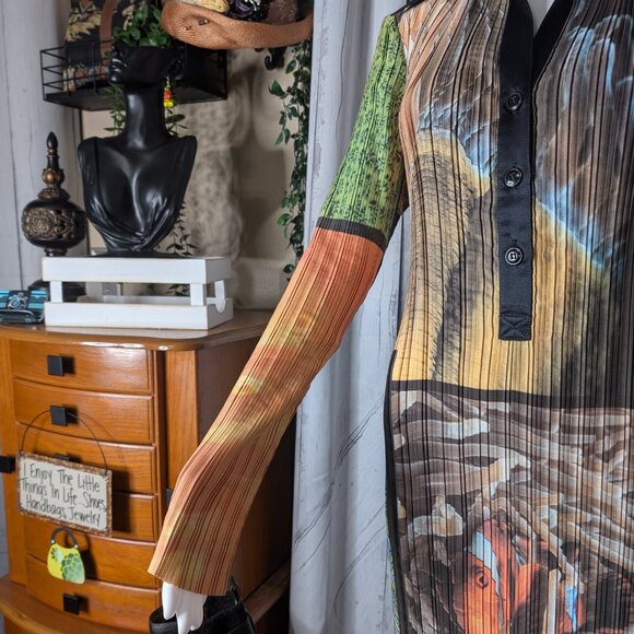 Arthur Apparel (Free People) Box Pleat Fish Party Shirt Dress NWT Size 6 - Picture 6 of 11